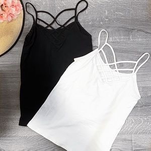 Criss-Cross Tight Camis— One Black One White